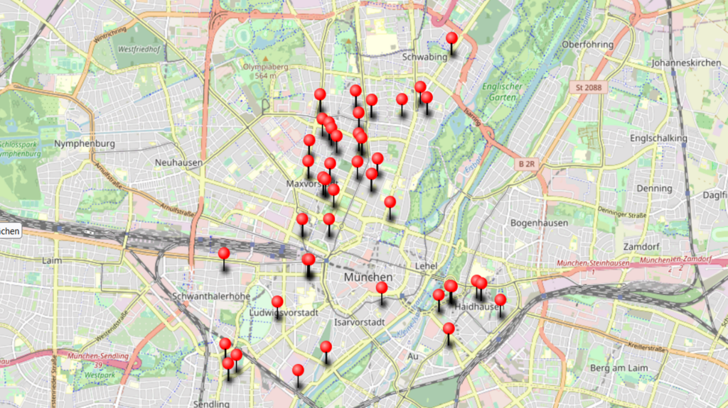 Karte mit leerstehenden Wohnungen in München