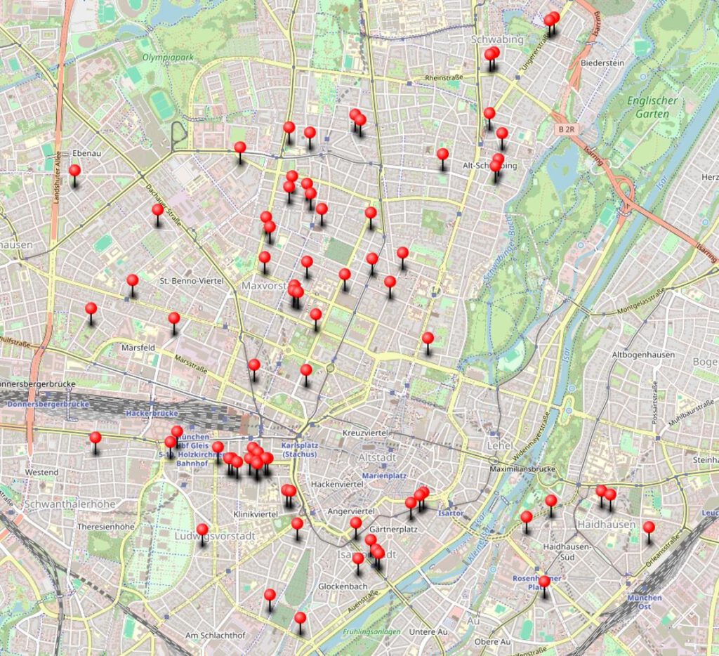 Karte mit leerstehenden Wohnungen in München